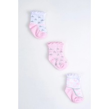 Cocole Socks Kız Çocuk Soket Çorabı 3 Lü Set Pamuklu Fırfırlı Bilek & Simli Yıldız Desenli Çok Renkli