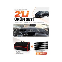 Hyundai Staria 2021-2025 Uyumlu Torpido Örtüsü + Tay Tüyü Bagaj Çantası + Sticker - Siyah Kırmızı