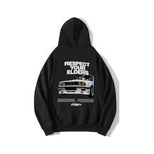 Brz Collection Unisex Oversize Respect Your Elders Bmw Hoodie Siyah