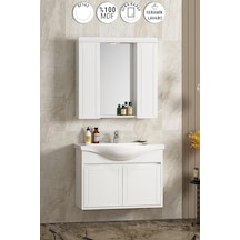 Lilyum 80 Cm Beyaz Mdf Pk-109 Asma Banyo Dolabı Takımı Beyaz