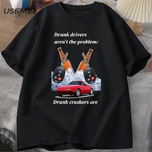 Flood Of Style Sarhoş Sürücüleri Erkek Tişört Komik T Shirt Sarhoş Sürüş Moda Kısa Kollu T-shirt Pamuk Erkek Siyah