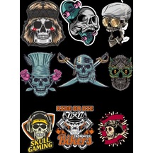 İskelet Sticker Set-5 9 Parça Telefon, Tablet, Defter, Laptop Sticker