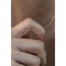 14 Ayar Altın Klasik Hayalet Zincir Kolye 0,7 Mm Sarı Altın