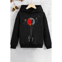 Çocuk Evren Temalı Baskılı Sweatshirt Siyah
