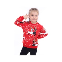 Toontoy Kids Toontoy Kız Çocuk Baskılı Sweatshirt Kırmızı