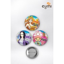 One Piece Nami Robin Chopper Çanta Süsü Rozet İğneli Buton Rozet Seti 58 Mm 3'lü Çok Renkli