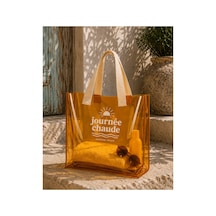 Hig Home Su Geçirmez Şeffaf Plaj Çantası Büyük Boy Kadın Deniz Havuz Omuz Çantası Pvc Şeffaf Çanta Beach Bag Turuncu