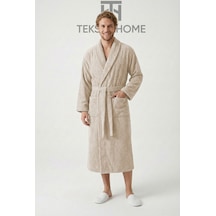 %100 Pamuklu Unisex Bornoz Şalyaka Cepli Büyük Beden 3xl 4xl Erkek Kadın Bornoz Kahve