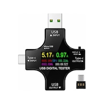 12'si 1 Arada Usb & Type-c Dijital Güç Ölçer Test Cihazı Voltaj, Akım, Watt, Kapasite Ölçer Pd/qc Uyumlu