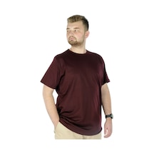 Mode Xl Büyük Beden Erkek Tshirt Bisiklet Yaka Basic 20031 Bordo