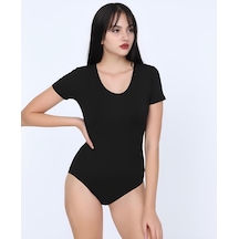 Nbb U Yaka Kısa Kollu Alttan Çıtçıtlı Body/atlet -2945 Siyah