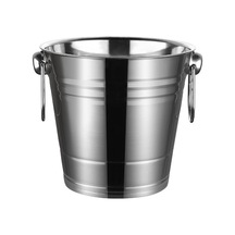 Çelik Şampanya Kovası 6 L Kulplu Buz Kovası Buzluk Cin921 Gri