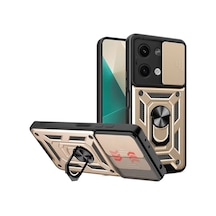 Newface Xiaomi Poco X6 Kılıf Pars Lens Yüzüklü Silikon - Gold Altın