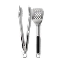 Spatula Ve Maşa Seti - Bulaşık Makinesinde Yıkanabilir Barbekü Maşası Seti Paslanmaz Çelik Et Spatulalı - 41 Cm Ve 47,5 Cm Abanoz