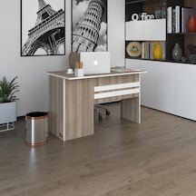 Kenzlife Ofis Masası Kamikaze Crd Sağ 75 140 60 Raflı Dolap Şeritli Bilgisayar Çalışma Masası Beyaz