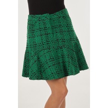 Unique Mode Kırçıllı Normal Bel Yeşil Kadın Etek Uw233702 001