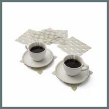 Bezos 6 Lı Dantel Kahve Sunumluğu 15x15 Cm Asorti Desenli Şık Bardak Altlığı Ventra Çok Renkli
