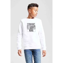 Tshirthane Pubg Straıght Outta Ruıns Baskılı Unisex Çocuk Beyaz Sweatshirt Beyaz