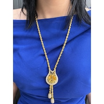 Tuğra Uçlu Halat Kolye 80 Cm 5 Mm 22 Ayar Altın Kaplama -3