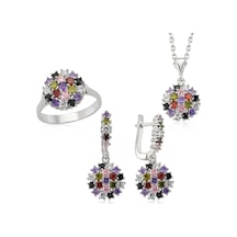 Casera's Gümüş Renkli Taşlı Kadın Set Csr2182043 Gümüş