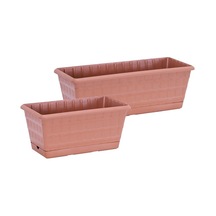 Sağlam Plastik Balkon Saksı 2'li Set 30 cm-40 cm Kahverengi