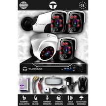 Turkno 4 Kameralı Pania 1 İç Kamera Set HDD'siz Full HD Gece Görüşlü Güvenlik Kamerası Sistemi