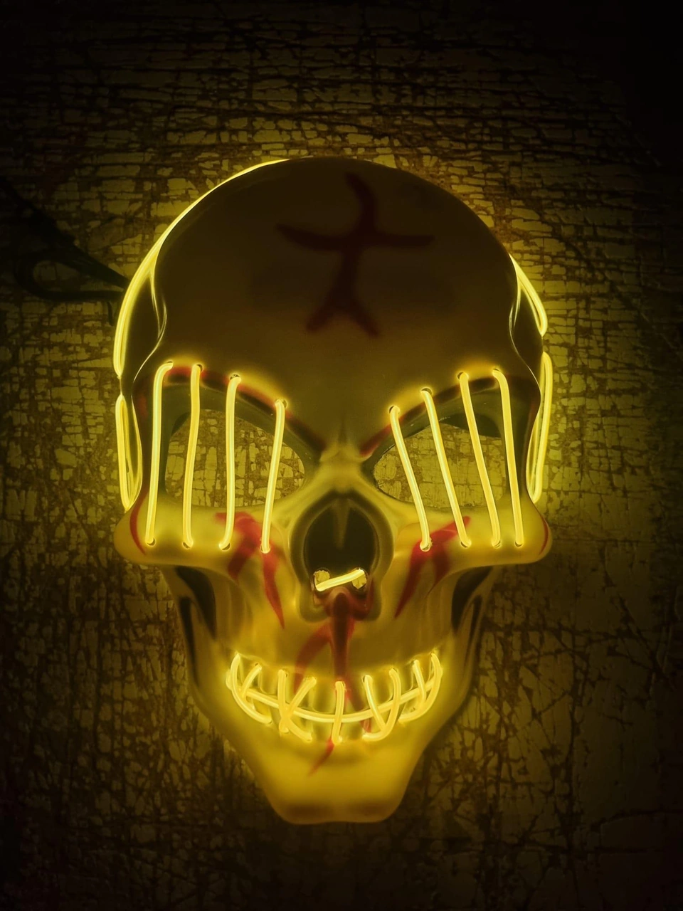 Halloween Maske Kuru Kafa Işıklı Sarı Teller Diğer