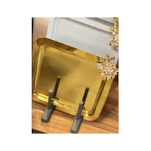Taşlı Gold Sunum Tepsisi 6 Adet Altın