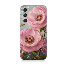 Samsung Galaxy A14 Uyumlu Pembe Çiçek Ve Arı Desenli Silikon Kılıf Çok Renkli
