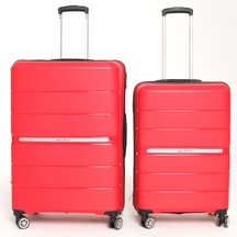 Gbag Pp Kırılmaz 2 Li Valiz Seti Büyük Ve Orta Boy Bavul Kırmızı