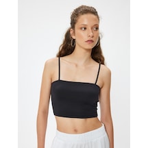 Koton Crop Atlet Basic İp Askılı Slim Fit Siyah 4sal30294ık Siyah