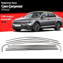 Vw Passat B8.5 Cam Kenar Çıtası Çerçevesi Kromu 8 Parça 2019+