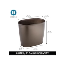 Interdesign Kent Oval Çöp Kutusu, Banyo Mutfak Ofis İçin, Plastik, 30,5x20,3x25,4cm, Kahverengi