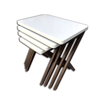 Zigon ÇAPRAZ AYAK Sehpa Model Kayın Torna ayak Parlak BEYAZ -CEVİZ El Yapım