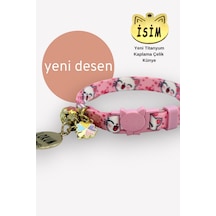 Caramelos İsimli Güvenlik Kilitli Kedi Tasması Pembe