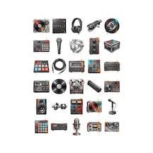 30 Adet Retro Hip-hop Dj Sticker Seti - Laptop, Kaykay Ve Kılıf İçin Çok Renkli