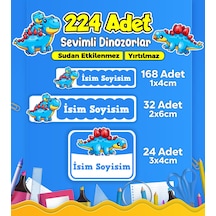 Dinozor Temalı Okul Kreş Kişiye Özel İsim Etiket Seti - Model 465 Çok Renkli