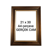 A4 Çerçeve Sertifika Belge Diploma Çerçevesi Gerçek Cam Kahverengi Gold