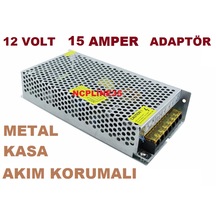 12 Volt 15 Amper Metal Kasa Akım Korumalı Adaptör Şarj Trafo