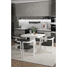 Avvio Dora Lake Mdf Ayak Tokyo Demonte Sandalye 80x80 Yemek Masası Mutfak Masası 4 Kişilik Beyaz