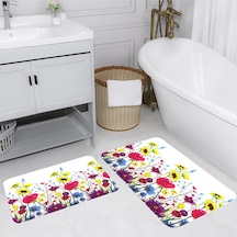 Rovigo Home Baskılı Kaymaz Taban 2 Li Banyo Paspas Takım Rvg5070-100X60-60X50 Çok Renkli