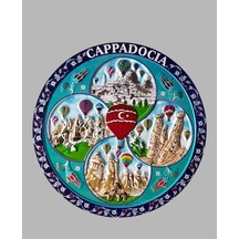 Dekoratif Kabartma Kapadokya Ve Çini Desenli 20 Cm Duvar Tabağı