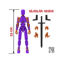 Robot 13 Dummy Mor Turuncu Tüm Eklemleri Hareketli Aksiyon Figürü Oyuncak