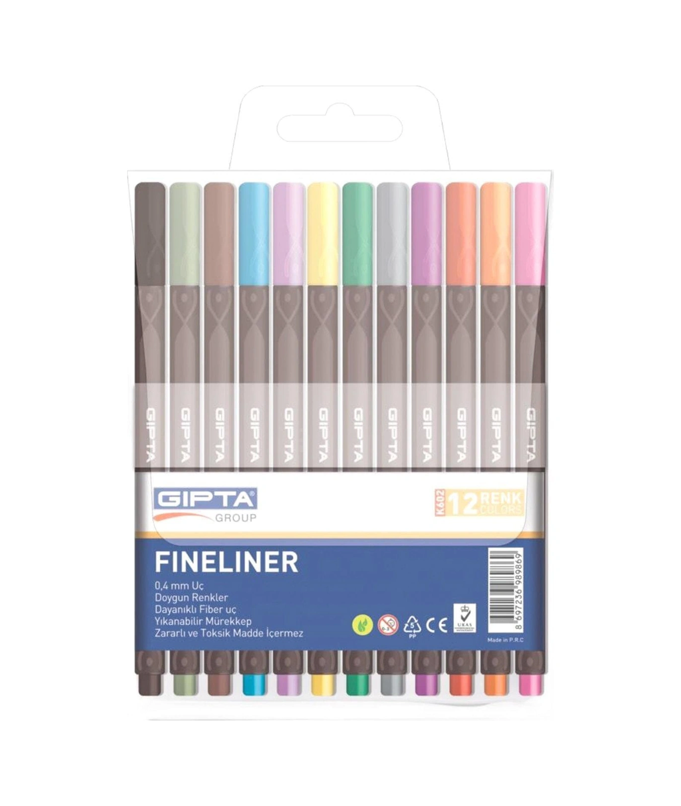 Fineliner Keçe Uç Kalem 0.4 Mm Üçgen 12 Renk 4-k602000-5001