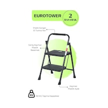 Eurotower 2 Basamak Özel Tasarım Geniş Basamaklı Siyah Merdiven 3+1