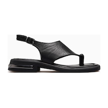 Venüs 2610114y Kadın Hakiki Deri Parmak Geçmeli Comfort Sandalet Sıyah