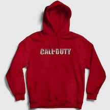 Presmono Unisex Logo Call Of Duty Kapüşonlu Sweatshirt Kırmızı