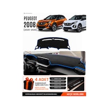Peugeot 2008 2020-2026 Uyumlu Torpido Koruma, Torpido Örtüsü, Torpido Kılıfı - Siyah-mavi - Pe011