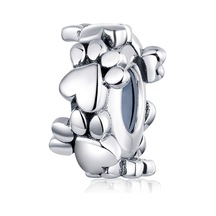 Fastbuy Kalp Boncuklu Bilezik, Som Gümüş, Ayrı Boncuk, Aşk Ayak İzleri, Renkli Gevşek Boncuk Aksesuar Çok Renkli