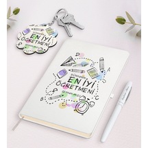 Kişiye Özel Dünyanın En İyi Öğretmeni Beyaz Defter Kalem Ve Anaht N11.15212